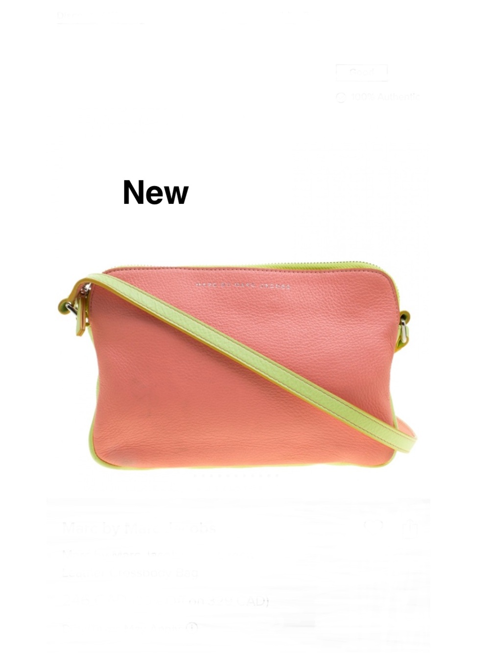 New Marc Jacobs 100% pebbled leather  
Crossbody Bag Wtags peach /yellow⭐️⭐️⭐️
